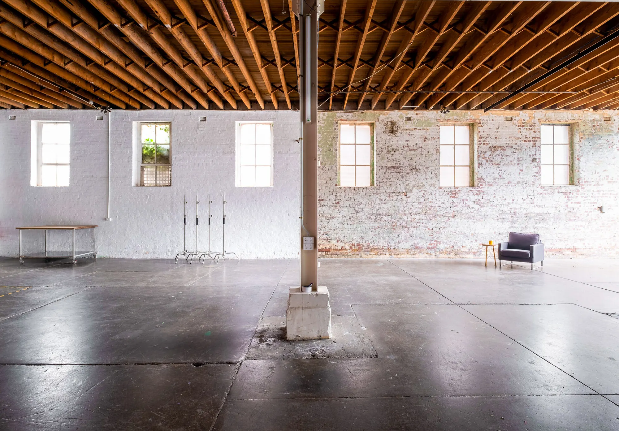 Warehouse with timber ceiling