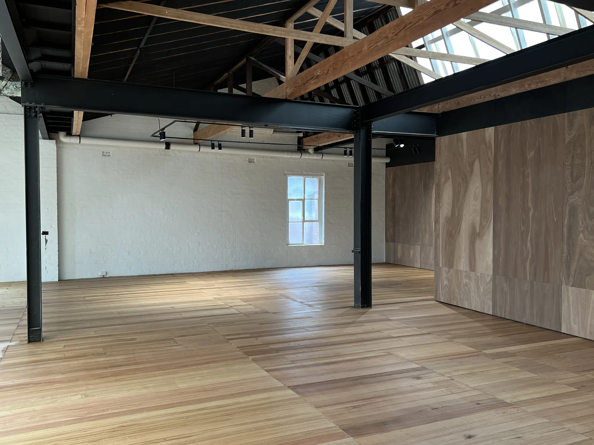 The finished hardwood floor upstairs