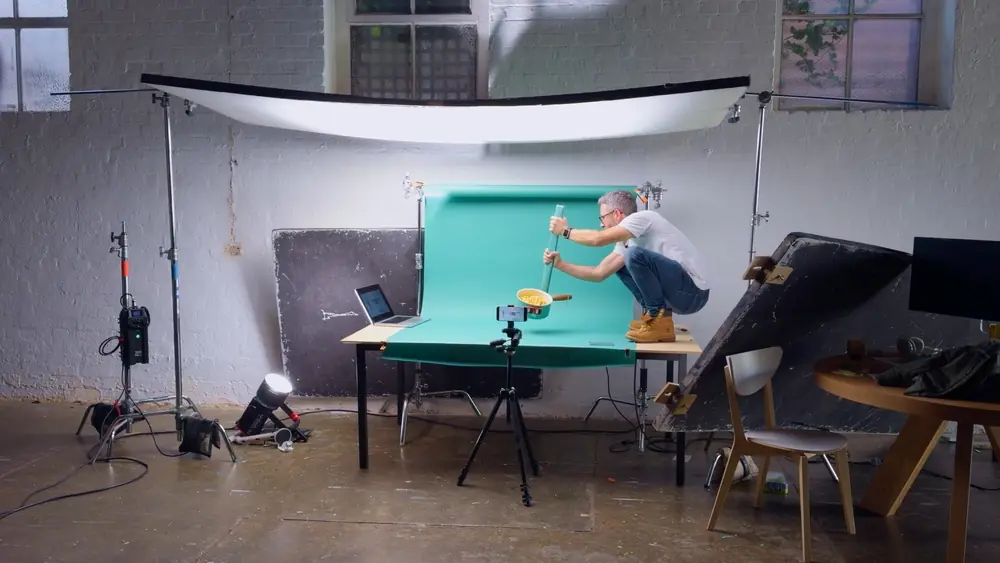 Shooting against the green backdrop
