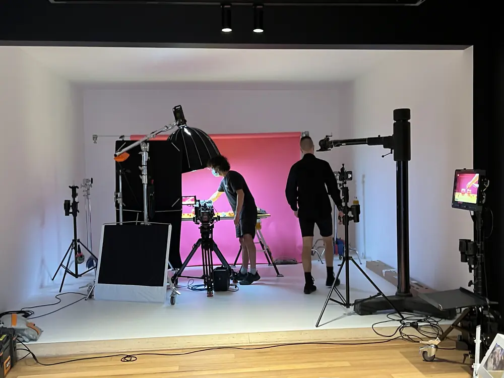 A shoot set up on the downstairs cyc