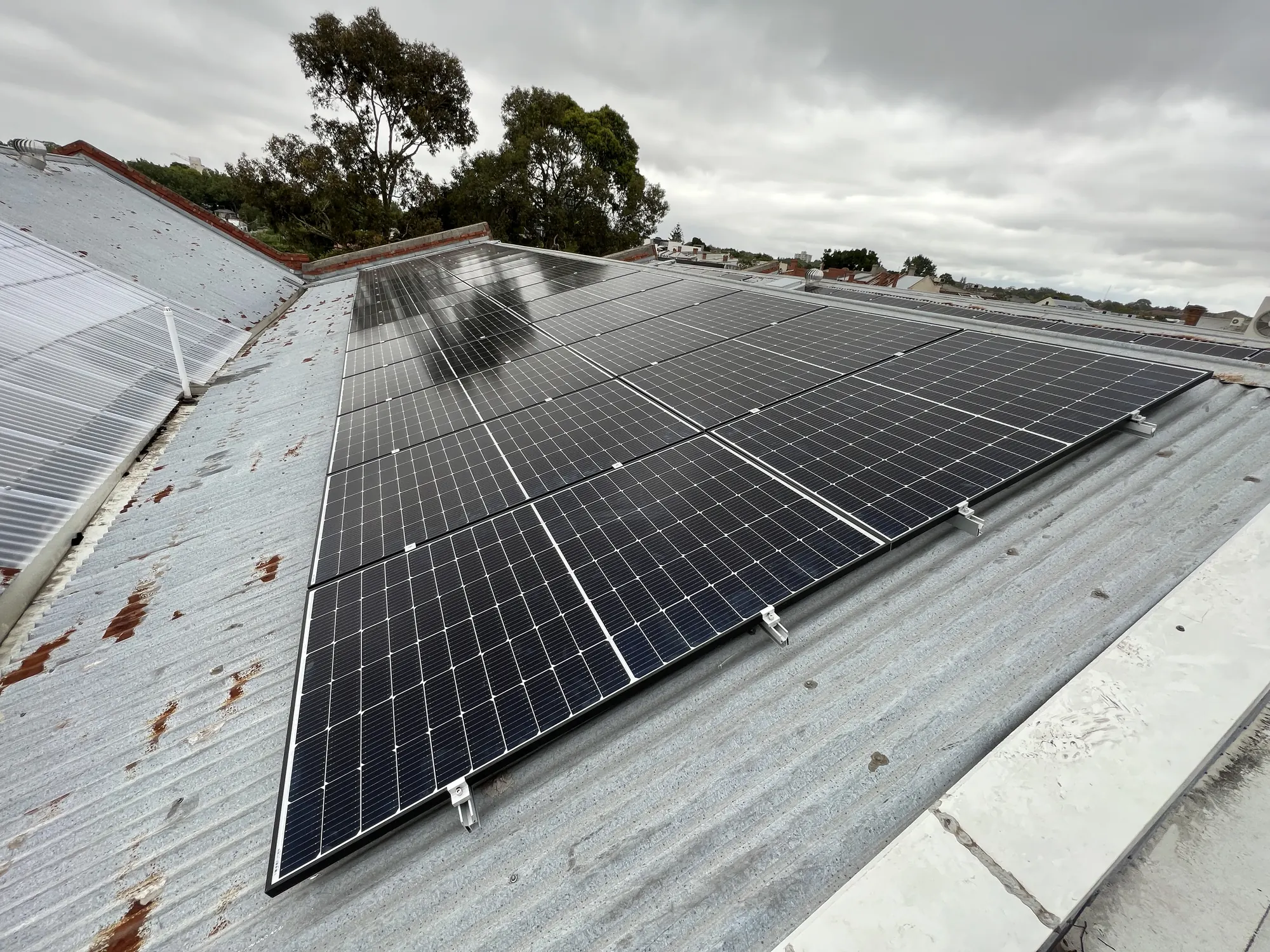 The solar panels up on the roof, January 2022